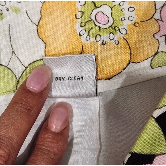 Vintage Talbots 100% Linen Floral Sketch Print Wide Leg Cropped Trouser Pants, 8 - Picture 8 of 9